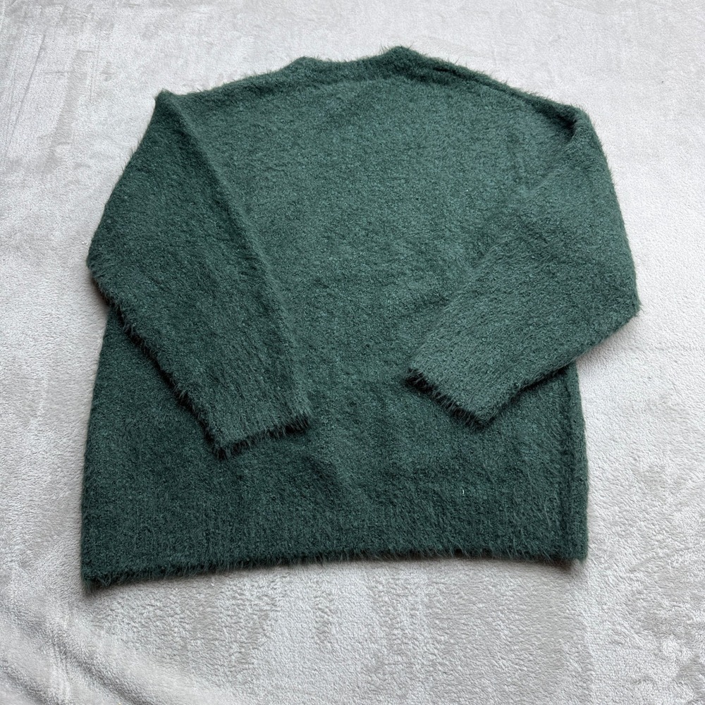 Marine Layer Teddy Eyelash Crewneck Sweater Womens Large Green Gables Fuzzy Wool - Picture 5 of 8